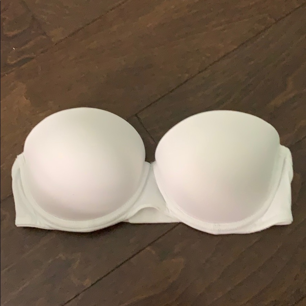 white strapless bra